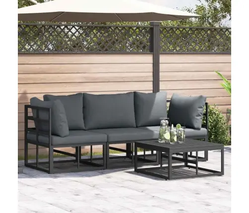 Dārza Dīvānu Komplekts 4 Pcs Melna 70 X 70 X 32 Cm Alumīnijs Vidaxl