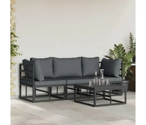 Dārza Dīvānu Komplekts 4 Pcs Melna 70 X 70 X 32 Cm Alumīnijs Vidaxl