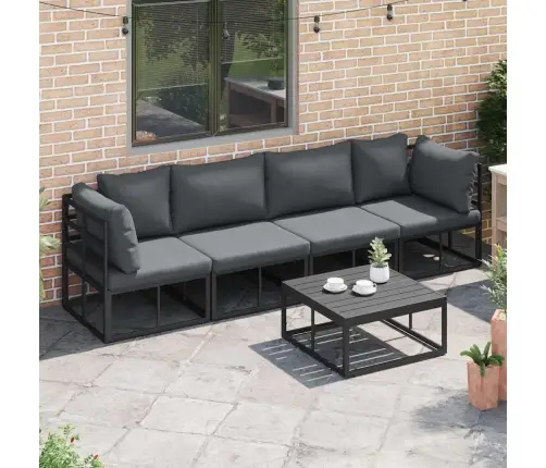 Dārza Dīvānu Komplekts 4 Pcs Melna 283 X 71.5 X 71 Cm Alumīnijs Vidaxl