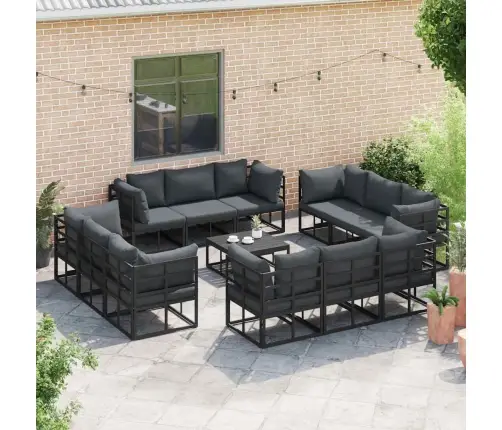 Dārza Dīvānu Komplekts 13 Pcs Melna 70 X 70 X 32 Cm Alumīnijs Vidaxl