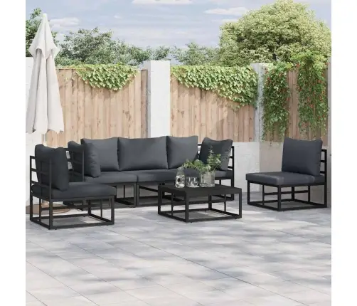 Dārza Dīvānu Komplekts 6 Pcs Melna 70 X 70 X 32 Cm Alumīnijs Vidaxl