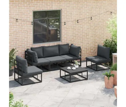 Dārza Dīvānu Komplekts 6 Pcs Melna 70 X 70 X 32 Cm Alumīnijs Vidaxl