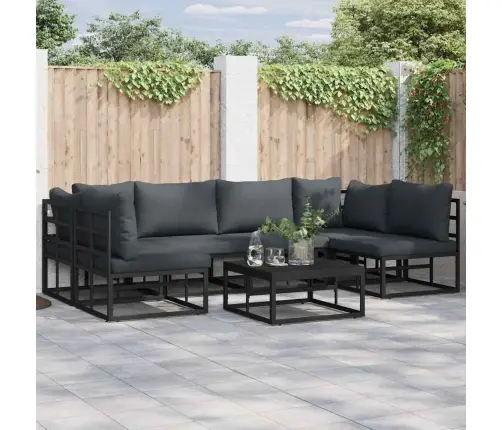 Dārza Dīvānu Komplekts 6 Pcs Melna 283 X 141.5 X 71 Cm Vidaxl