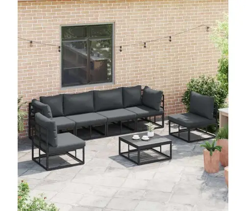 Dārza Dīvānu Komplekts 6 Pcs Melna 283 X 141.5 X 71 Cm Vidaxl