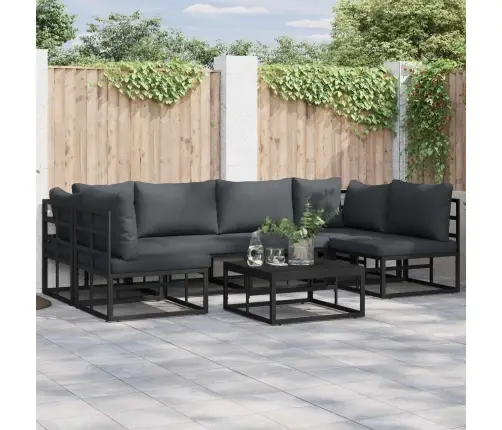 Dārza Dīvānu Komplekts 6 Pcs Melna 283 X 141.5 X 71 Cm Vidaxl