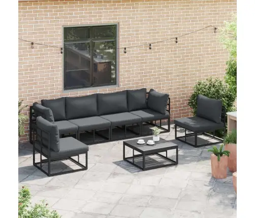 Dārza Dīvānu Komplekts 6 Pcs Melna 283 X 141.5 X 71 Cm Vidaxl