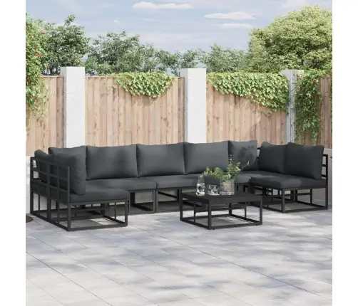 Dārza Dīvānu Komplekts 8 Pcs Melna 70 X 70 X 32 Cm Alumīnijs Vidaxl