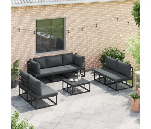 Dārza Dīvānu Komplekts 8 Pcs Melna 70 X 70 X 32 Cm Alumīnijs Vidaxl