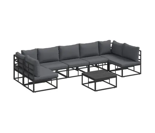 Dārza Dīvānu Komplekts 8 Pcs Melna 70 X 70 X 32 Cm Alumīnijs Vidaxl