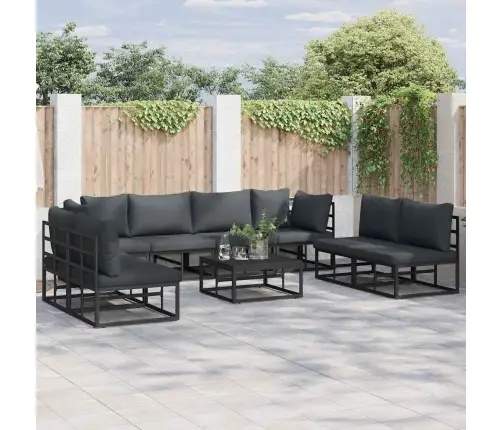 Dārza Dīvānu Komplekts 8 Pcs Melna 283 X 71.5 X 71 Cm Alumīnijs Vidaxl
