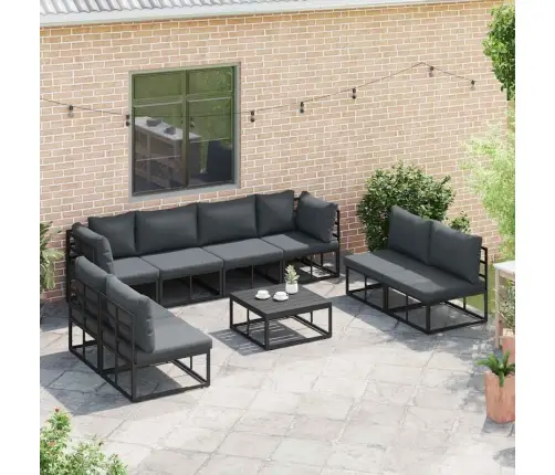 Dārza Dīvānu Komplekts 8 Pcs Melna 283 X 71.5 X 71 Cm Alumīnijs Vidaxl