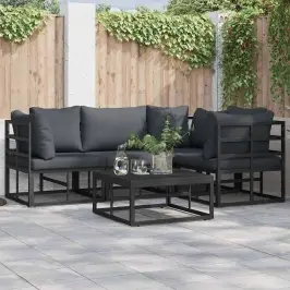 Aia Diivanikomplekt Padjaga 4 Pcs Must Alumiinium