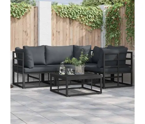 Dārza Dīvānu Komplekts 4 Pcs Melna 213 X 143 X 71 Cm Alumīnijs Vidaxl