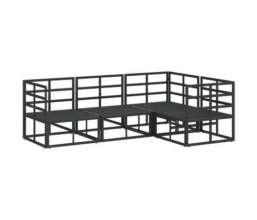 Dārza Dīvānu Komplekts 4 Pcs Melna 213 X 143 X 71 Cm Alumīnijs Vidaxl