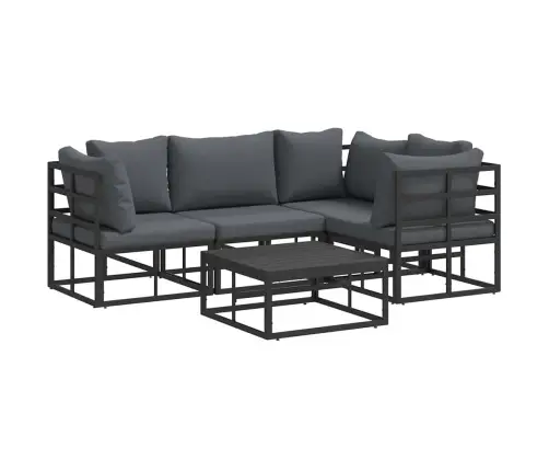 Dārza Dīvānu Komplekts 5 Pcs Melna 70 X 70 X 32 Cm Alumīnijs Vidaxl