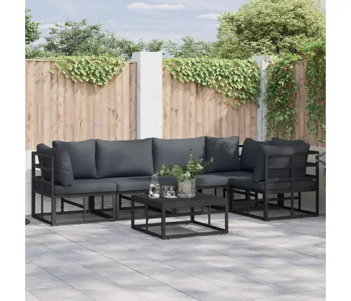 Dārza Dīvānu Komplekts 6 Pcs Melna 70 X 70 X 32 Cm Alumīnijs Vidaxl