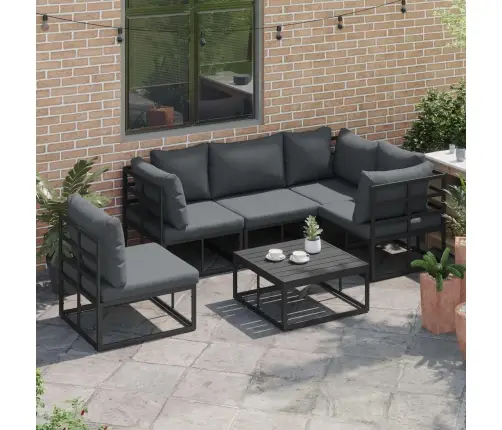 Dārza Dīvānu Komplekts 6 Pcs Melna 70 X 70 X 32 Cm Alumīnijs Vidaxl