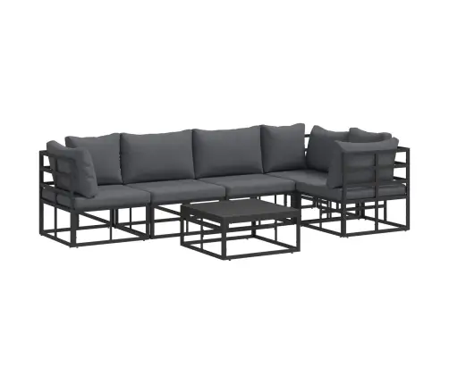 Dārza Dīvānu Komplekts 6 Pcs Melna 70 X 70 X 32 Cm Alumīnijs Vidaxl