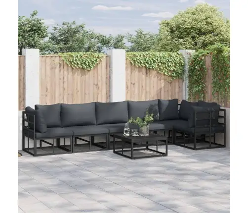 Dārza Dīvānu Komplekts 6 Pcs Melna 70 X 70 X 32 Cm Alumīnijs Vidaxl