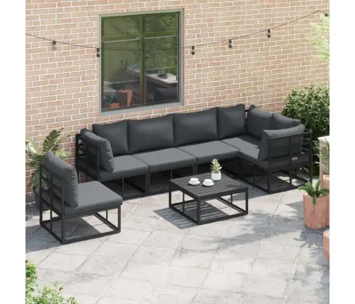 Dārza Dīvānu Komplekts 6 Pcs Melna 70 X 70 X 32 Cm Alumīnijs Vidaxl