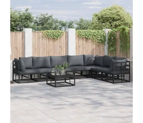 Dārza Dīvānu Komplekts 7 Pcs Melna 70 X 70 X 32 Cm Alumīnijs Vidaxl