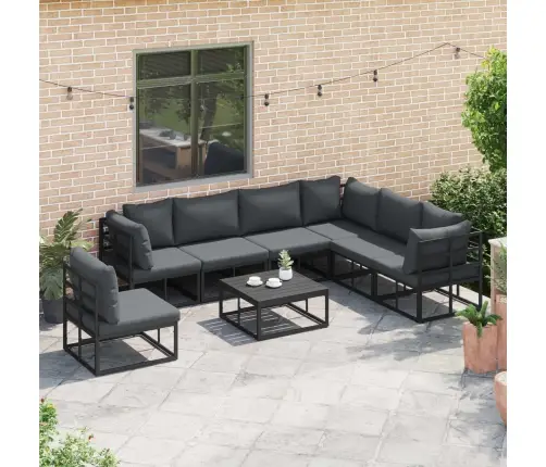 Dārza Dīvānu Komplekts 8 Pcs Melna 70 X 70 X 32 Cm Alumīnijs Vidaxl