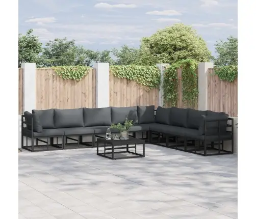 Dārza Dīvānu Komplekts 9 Pcs Melna 70 X 70 X 32 Cm Alumīnijs Vidaxl