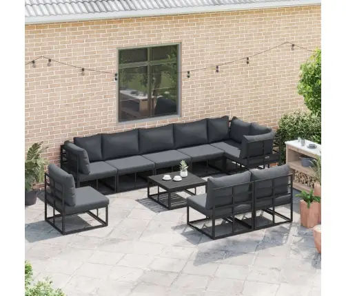 Dārza Dīvānu Komplekts 9 Pcs Melna 353 X 353 X 71 Cm Alumīnijs Vidaxl