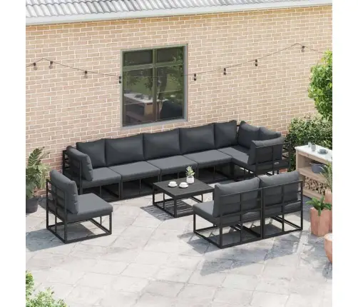 Dārza Dīvānu Komplekts 10 Pcs Melna 70 X 70 X 32 Cm Alumīnijs Vidaxl