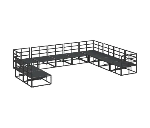 Dārza Dīvānu Komplekts 10 Pcs Melna 353 X 283 X 71 Cm Alumīnijs Vidaxl