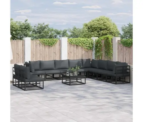 Dārza Dīvānu Komplekts 11 Pcs Melna 70 X 70 X 32 Cm Alumīnijs Vidaxl