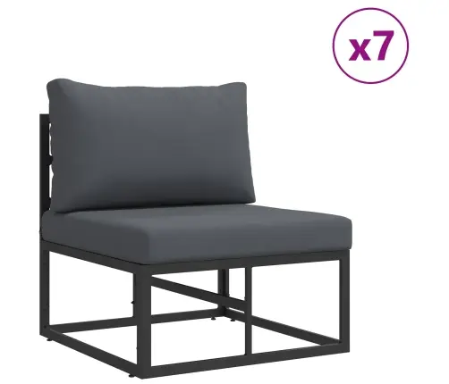 Dārza Dīvānu Komplekts 11 Pcs Melna 70 X 70 X 32 Cm Alumīnijs Vidaxl