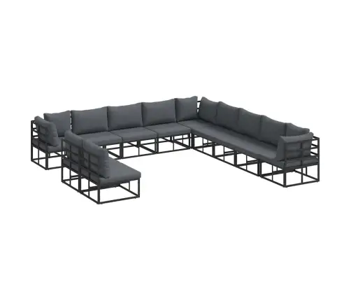 Dārza Dīvānu Komplekts 11 Pcs Melna 70 X 70 X 32 Cm Alumīnijs Vidaxl Dārza Dīvānu Komplekts 11 Pcs Melna 70 X 70 X 32 Cm Alumīnijs Vidaxl