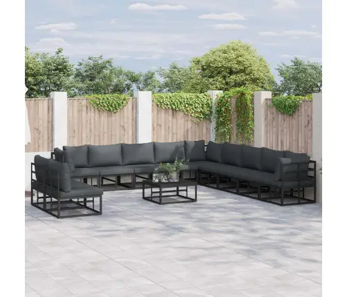 Dārza Dīvānu Komplekts 12 Pcs Melna 70 X 70 X 32 Cm Alumīnijs Vidaxl