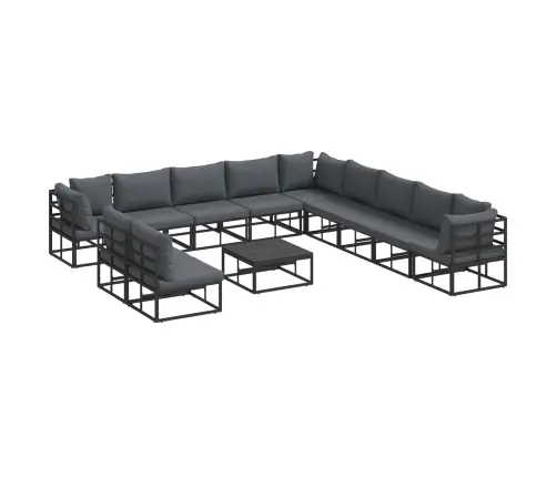 Dārza Dīvānu Komplekts 12 Pcs Melna 70 X 70 X 32 Cm Alumīnijs Vidaxl