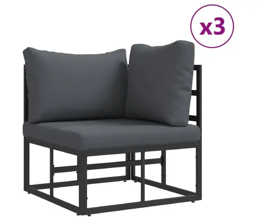 Dārza Dīvānu Komplekts 12 Pcs Melna 70 X 70 X 32 Cm Alumīnijs Vidaxl