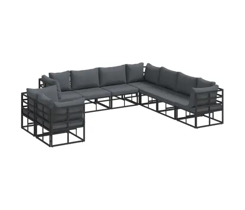 Dārza Dīvānu Komplekts 9 Pcs Melna 283 X 283 X 71 Cm Alumīnijs Vidaxl