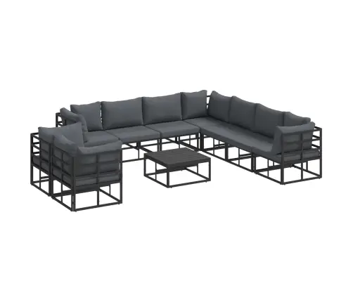 Dārza Dīvānu Komplekts 10 Pcs Melna 70 X 70 X 32 Cm Alumīnijs Vidaxl