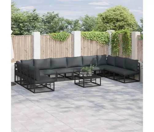 Dārza Dīvānu Komplekts 10 Pcs Melna 423 X 211.5 X 71 Cm Vidaxl