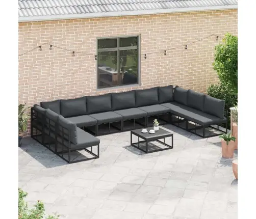 Dārza Dīvānu Komplekts 10 Pcs Melna 423 X 211.5 X 71 Cm Vidaxl