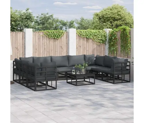 Aia Diivanikomplekt Padjaga 10 Pcs Must Alumiinium