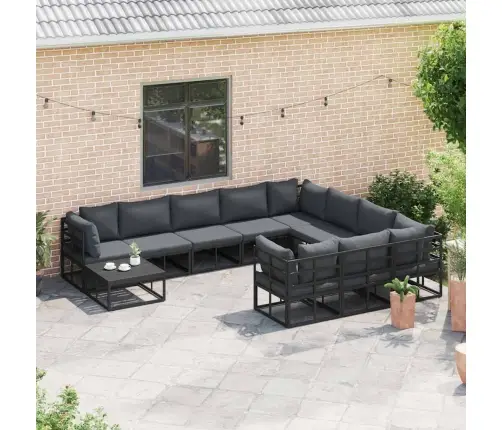 Dārza Dīvānu Komplekts 11 Pcs Melna 70 X 70 X 32 Cm Alumīnijs Vidaxl
