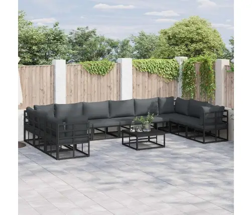 Dārza Dīvānu Komplekts 11 Pcs Melna 70 X 70 X 32 Cm Alumīnijs Vidaxl