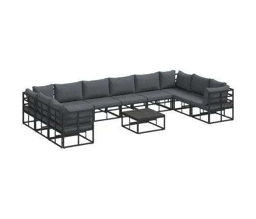 Dārza Dīvānu Komplekts 11 Pcs Melna 70 X 70 X 32 Cm Alumīnijs Vidaxl