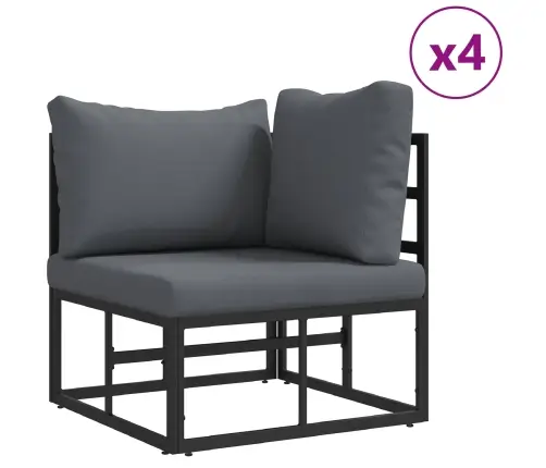 Dārza Dīvānu Komplekts 11 Pcs Melna 70 X 70 X 32 Cm Alumīnijs Vidaxl