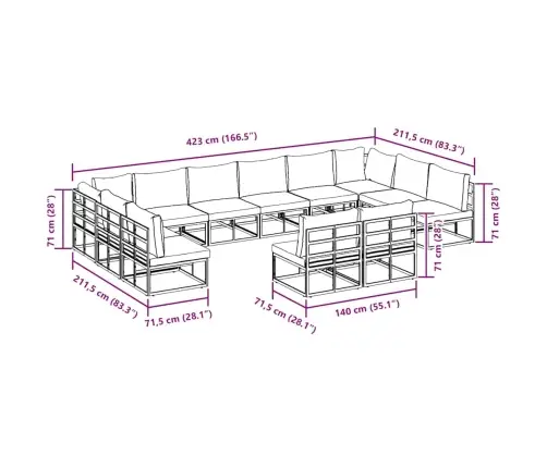 Aia Diivanikomplekt Padjaga 12 Pcs Must Alumiinium