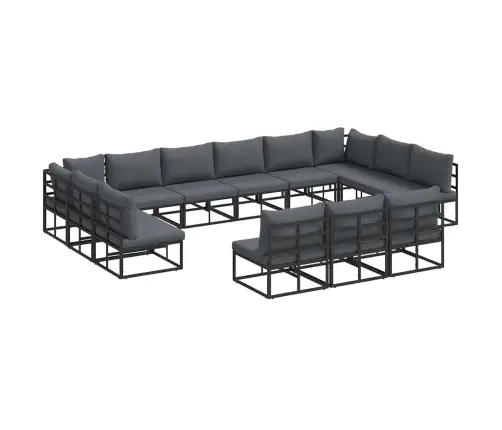 Dārza Dīvānu Komplekts Ar Spilvenu Ar Spilvenu 13 Pcs Melna Alumīnijs Vidaxl