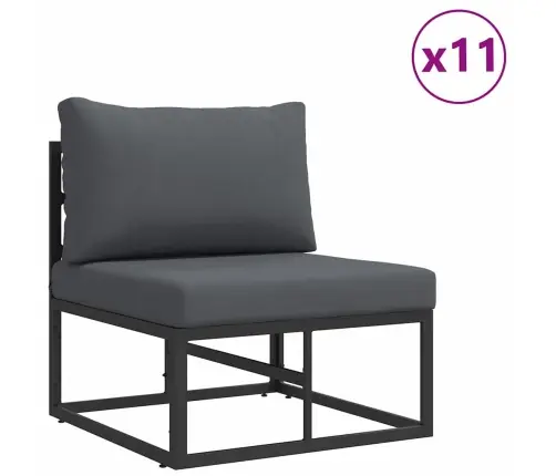 Dārza Dīvānu Komplekts Ar Spilvenu Ar Spilvenu 14 Pcs Melna Alumīnijs Vidaxl