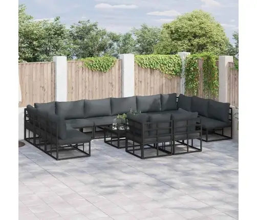 Dārza Dīvānu Komplekts 13 Pcs Melna 70 X 70 X 32 Cm Alumīnijs Vidaxl