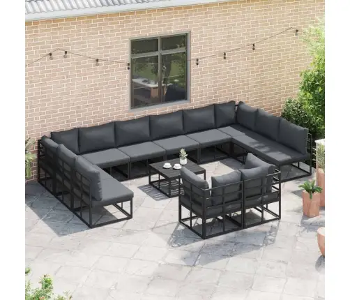 Dārza Dīvānu Komplekts 13 Pcs Melna 70 X 70 X 32 Cm Alumīnijs Vidaxl